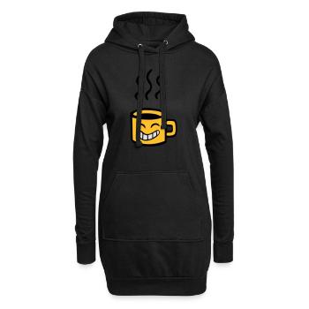 Zeichnung Tasse Tee Kaffee kawaii lustiger Humor S - Hoodie-Kleid - Schwarz - Vorne