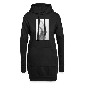 Native American Indian hand drawing - Hoodie Dress - black - Front