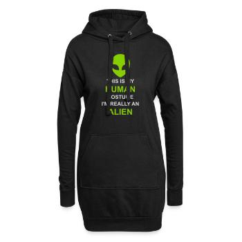Citation extraterrestre de costume humain - Sweat-shirt à capuche long Femme - noir - Devant