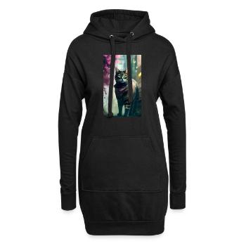 Inländisches kurzhaariges Katzenleben - Hoodie-Kleid - Schwarz - Vorne