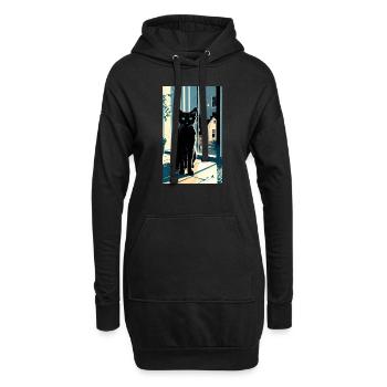 Chat domestique à poil court pendant la nuit - Sweat-shirt à capuche long Femme - noir - Devant