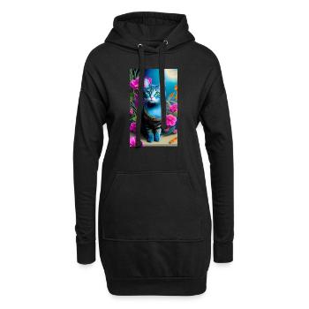 Adorable chat domestique à poil court - Sweat-shirt à capuche long Femme - noir - Devant
