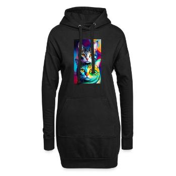 Marvellous domestic short haired cats - Hoodie Dress - black - Front