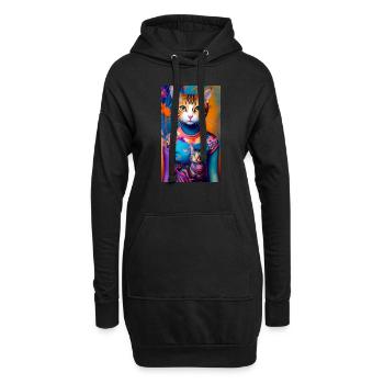 Prodigieux chat domestique à poil court - Sweat-shirt à capuche long Femme - noir - Devant