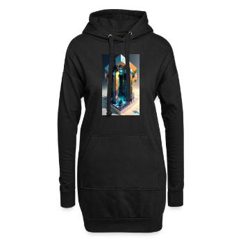 Verpixelte Träume - Hoodie-Kleid - Schwarz - Vorne