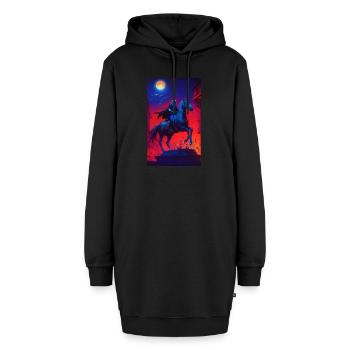 Der Nachtreiter - Hoodie-Kleid - Schwarz - Vorne