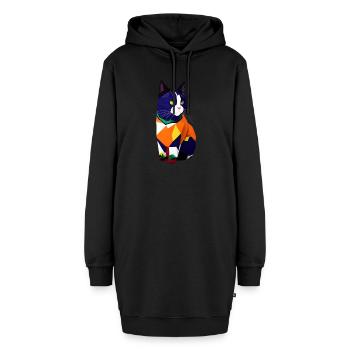 Die Katze im Pullover - Hoodie-Kleid - Schwarz - Vorne