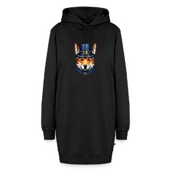 Uhrwerk Corgi Hund - Hoodie-Kleid - Schwarz - Vorne