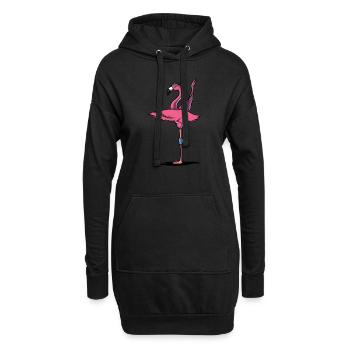 Flamingo Vogel Yoga Workout Liebhaber - Hoodie-Kleid - Schwarz - Vorne