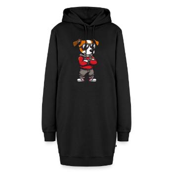 Jack Russel Terrier - Hoodie-Kleid - Schwarz - Vorne - AI Model Female 172 light (172cm)