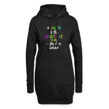 a smile is the prettiest thing - Hoodie-Kleid - Schwarz - Vorne