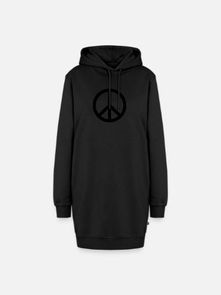 peace symbol - Hoodie-Kleid - Schwarz
