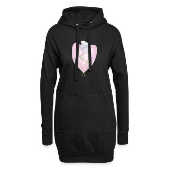 Sanfte weiße Tulpe Herz Illustration - Hoodie-Kleid - Schwarz - Vorne
