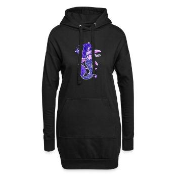 Sirenen-Pin-up - Hoodie-Kleid - Schwarz - Vorne