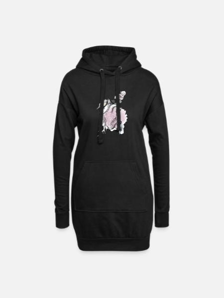 Meisen und Herz - Hoodie-Kleid - Schwarz