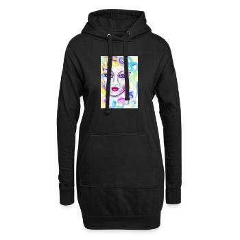 Farbenfrohe Fantasieporträtdesign - Hoodie-Kleid - Schwarz - Vorne