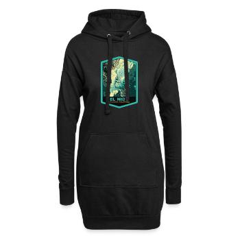 Luftaufnahme von El Nido und Fischerbooten, Palawan - Hoodie-Kleid - Schwarz - Vorne