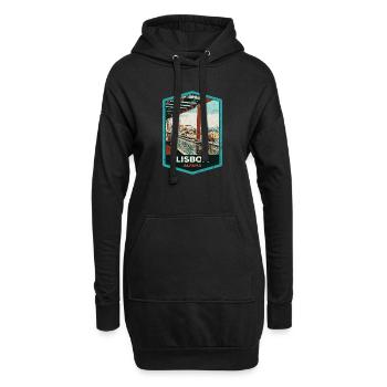 Illustration Alfama, Lissabon - Hoodie-Kleid - Schwarz - Vorne