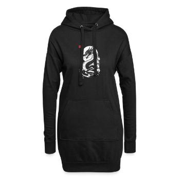 Japanischer Drache, rot-weißer japanischer Druckstil - Hoodie-Kleid - Schwarz - Vorne