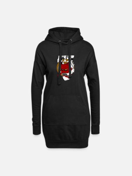 Japanische Dämonenmaske - Hoodie-Kleid - Schwarz