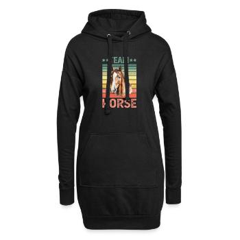 Pferd - Hoodie-Kleid - Schwarz - Vorne