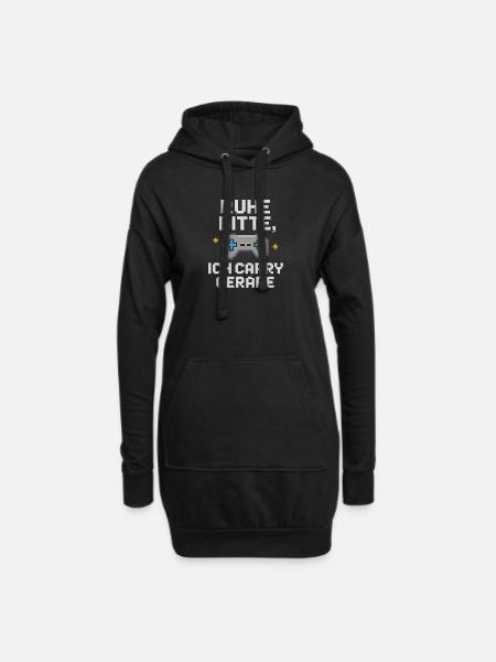 Ruhe Bitte Pixel Controller Grafik - Hoodie-Kleid - Schwarz