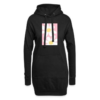 Rosa mit Blumen - Hoodie-Kleid - Schwarz - Vorne