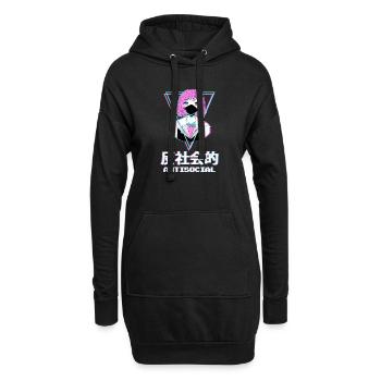 Esthétique de fille asociale, lunatique et mignonne - Sweat-shirt à capuche long Femme - noir - Devant