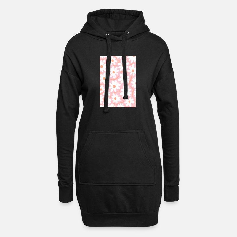 Rosa Gänseblümchen - Hoodie-Kleid - Schwarz