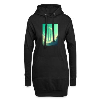 Retro futuristische Weltraumlandschaften 1960er Jahre Ästhetik - Hoodie-Kleid - Schwarz - Vorne