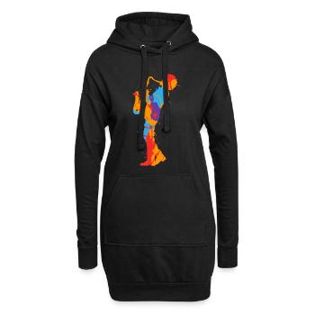Saxophonist bunt Saxofon Kinder Herren Saxophon - Hoodie-Kleid - Schwarz - Vorne
