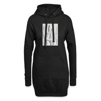 Silhouette de la ville en noir et blanc - Sweat-shirt à capuche long Femme - noir - Devant
