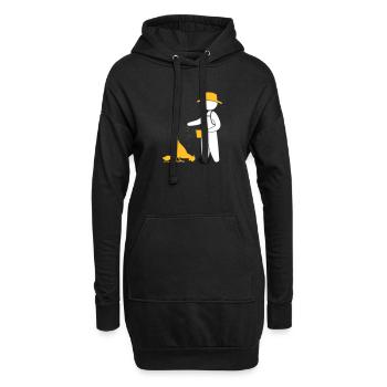 Agriculteur nourrissant les poulets - Sweat-shirt à capuche long Femme - noir - Devant