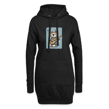 Niedlicher kindlicher Bär, der Gitarre spielt - Hoodie-Kleid - Schwarz - Vorne