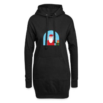 Weihnachtsmann, Weihnachten, Weihnachtsmann, Geschenke - Hoodie-Kleid - Schwarz - Vorne