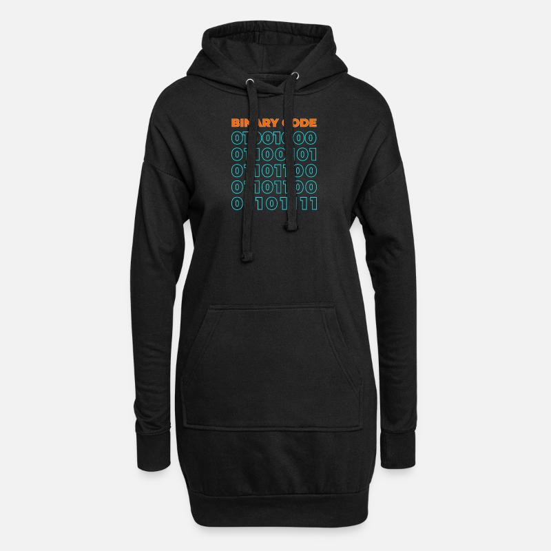 Binary code - Hoodie Dress - black
