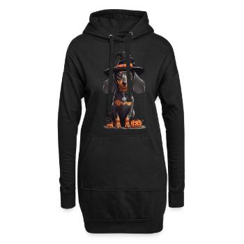 Sorcières teckel Halloween chien Magic Design - Sweat-shirt à capuche long Femme - noir - Devant