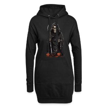 Sensenmann Kürbisse Halloween Schauer und Horror - Hoodie-Kleid - Schwarz - Vorne