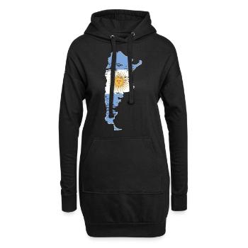 Drapeau de la carte de l’Argentine utilisé - Sweat-shirt à capuche long Femme - noir - Devant