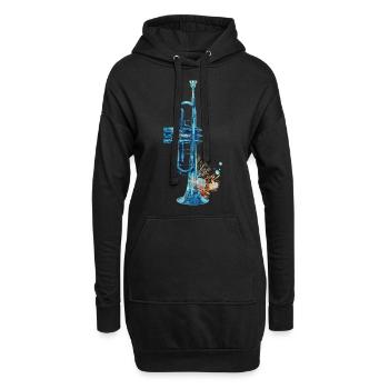 Trompette de poisson - Sweat-shirt à capuche long Femme - noir - Devant
