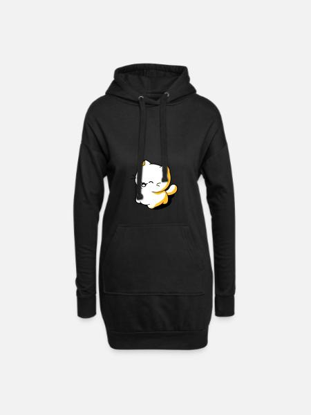 Funny kawaii cat - Hoodie Dress - black