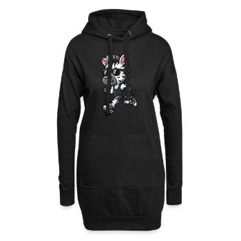 Sportliches Zebra Joggen Marathon - Hoodie-Kleid - Schwarz - Vorne