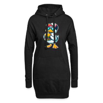 Cooler Erpel Hamburger Cheeseburger Fast Food - Hoodie-Kleid - Schwarz - Vorne
