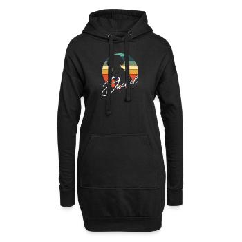 Dackelsilhouetten Dackelgrafik in Vintage Kreis - Hoodie-Kleid - Schwarz - Vorne