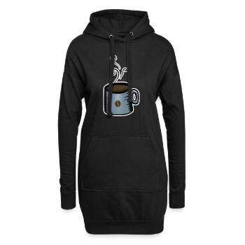 Kaffeetasse Zeichnung - Hoodie-Kleid - Schwarz - Vorne