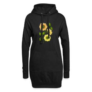 Fleurs - Sweat-shirt à capuche long Femme - noir - Devant