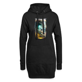 Surfen im Bierglas - Hoodie-Kleid - Schwarz - Vorne