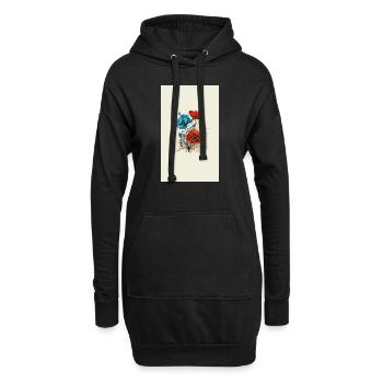 Mohnblumen - Hoodie-Kleid - Schwarz - Vorne