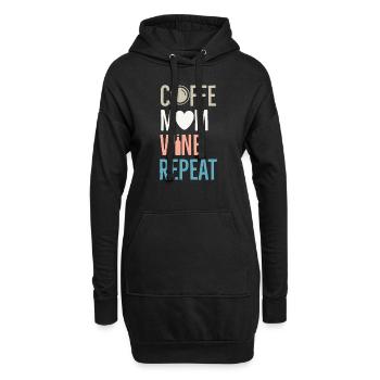 Coffee Mom Wine Repeat - Hoodie Dress - black - Front