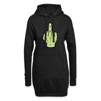 Mittelfinger Hand Symbol - Hoodie-Kleid - Schwarz - Vorne